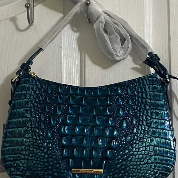 BRAHMIN… NWT SHAYNA CROSSBODY HANDBAG IRIDESCENT TEAL - Picture 9 of 16
